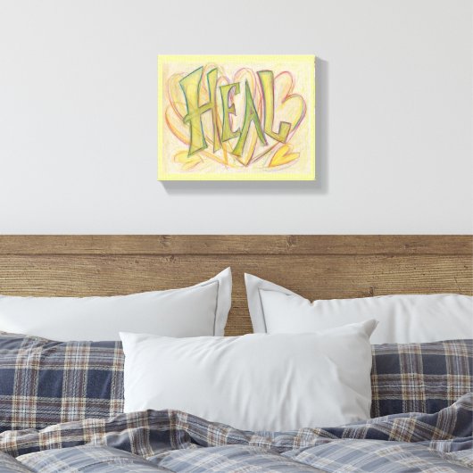 Healing Heart Word Art schilderen Gewikkelde canva Canvas Afdruk (Insitu (Slaapkamer))