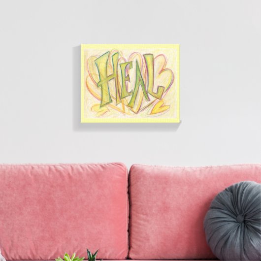 Healing Heart Word Art schilderen Gewikkelde canva Canvas Afdruk (Insitu (Woonkamer))
