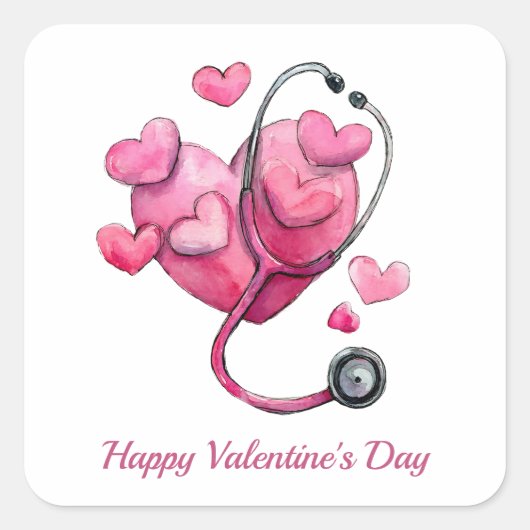 Healing Hearts Valentine Design Vierkante Sticker (Voorkant)