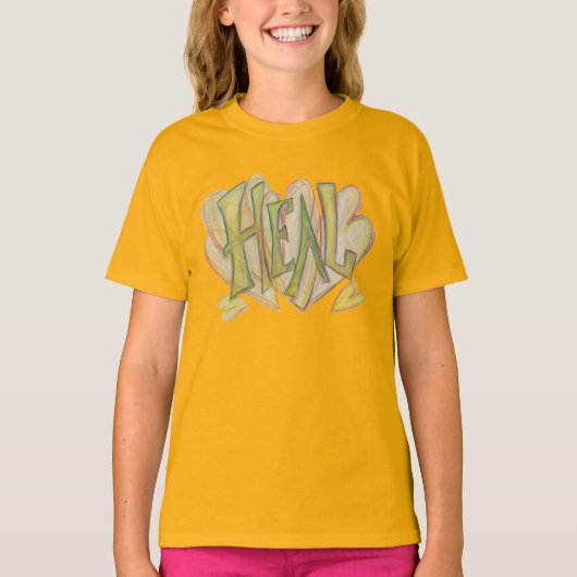 Healing Hearts Word Art Inspirerend T-Shirt (Voorkant)