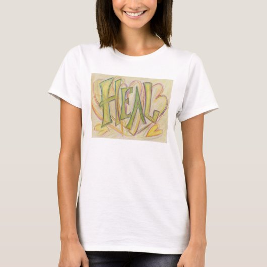Healing Hearts Word Art Inspirerend T-Shirt (Voorkant)