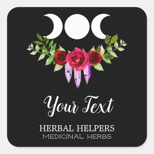 Healing Herbal Remedy Labels Met Een Maan (Voorkant)