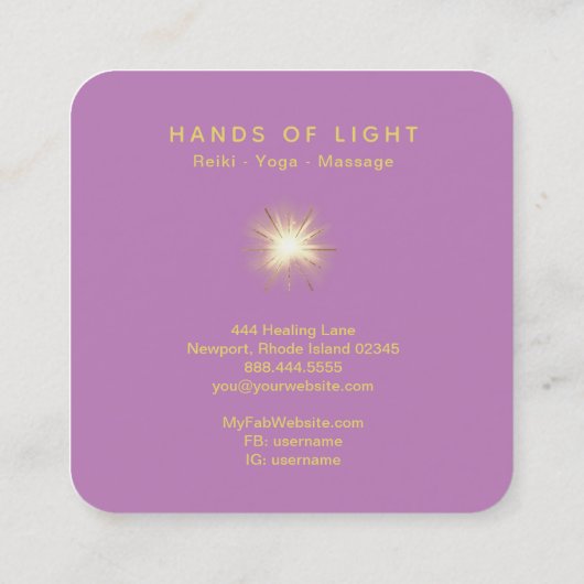 *~* Healing Light Hands Universe Cosmic Stars Vierkante Visitekaartje (Achterkant)