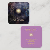 *~* Healing Light Hands Universe Cosmic Stars Vierkante Visitekaartje (Voorkant / Achterkant)