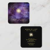 *~* Healing Light Hands Universe Stars Cosmic Vierkante Visitekaartje (Voorkant / Achterkant)
