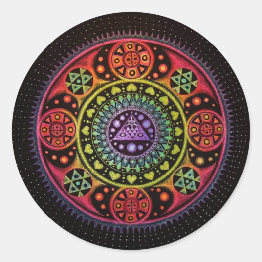 Healing Mandala Ronde Sticker (Voorkant)