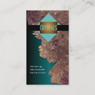 Healing Mineralen Amethist & Kwarts Kristallen Visitekaartje