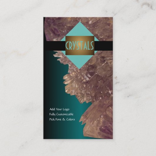 Healing Mineralen Amethist & Kwarts Kristallen Visitekaartje (Voorkant)