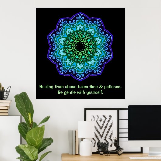 Healing of Abuse Mandala Inspirerend Poster (Thuiskantoor)