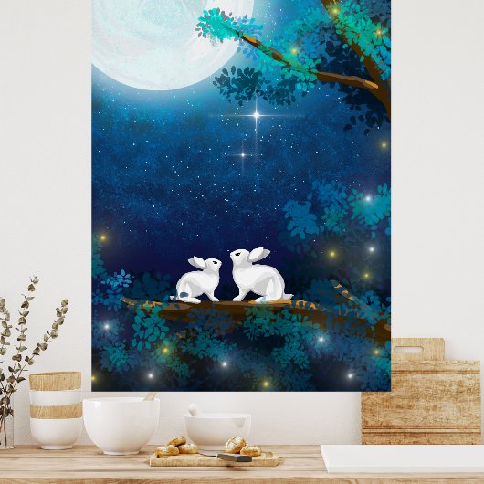 Healing Rabbit Moonlight Mid Autumn Festival Poster (Keuken)