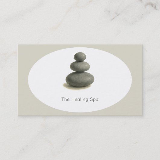 Healing Spa 3 Stones Grijs & Beige Modern Visitekaartje (Voorkant)