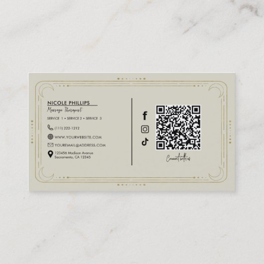 Healing Spa 5 Stones Grijs & Beige Modern Visitekaartje (Achterkant)