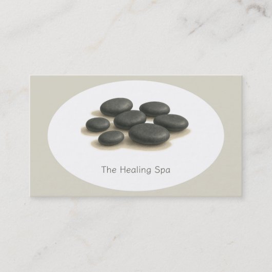 Healing Spa Flat Stones Grijs & Beige Modern Visitekaartje (Voorkant)