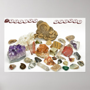 Healing stenen, ametyst,kwarts,opal,tourmaline poster