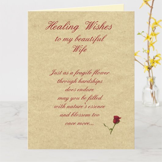 Healing wenst vrouw kaart (Gele Bloem)