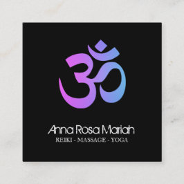 *~* Healing Yoga Energy Healer Aum Om Symbol Vierkante Visitekaartje