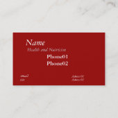 Health and Nutrcion Visitekaartje (Achterkant)