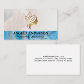 Health Beauty Massage | Blauwe marmer Visitekaartje (Voorkant / Achterkant)