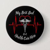 Health Care Hero Best Buddy Ronde Button 7,6 Cm (Voorkant)
