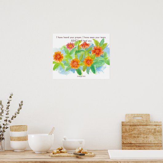 Health Christian Encouragement Scripture Marigolds Poster (Keuken)