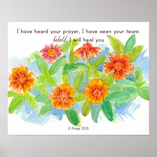 Health Christian Encouragement Scripture Marigolds Poster (Voorkant)