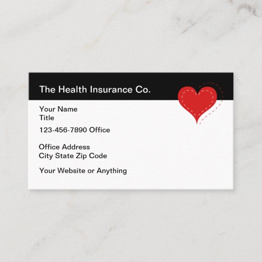Health Insurance Agent Heart Graphic Business Card Visitekaartje (Voorkant)