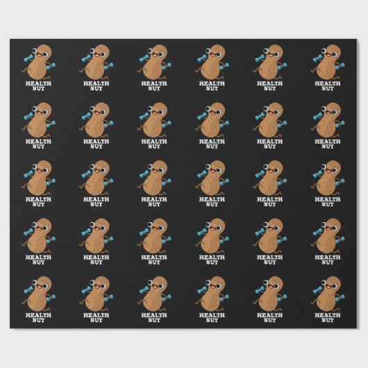 Health Nut Funny Exercise Peanut Pun Dark BG Cadeaupapier (Vlak)