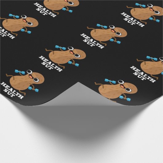 Health Nut Funny Exercise Peanut Pun Dark BG Cadeaupapier (Hoek)