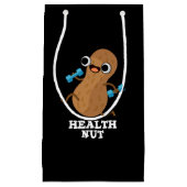 Health Nut Funny Exercise Peanut Pun Dark BG Klein Cadeauzakje (Voorkant)