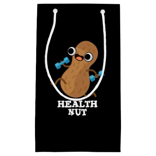 Health Nut Funny Exercise Peanut Pun Dark BG Klein Cadeauzakje (Voorkant)