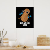 Health Nut Funny Exercise Peanut Pun Dark BG Poster (Keuken)