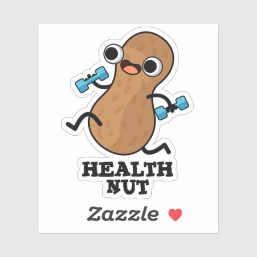 Health Nut Funny Exercise Peanut Pun Sticker (Vel)