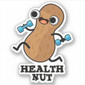 Health Nut Funny Exercise Peanut Pun Sticker (Voorkant)