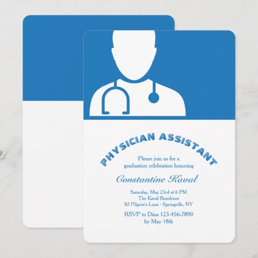 Health Provider Silhouette Afstuderen Uitnodiging (Voorkant / Achterkant)