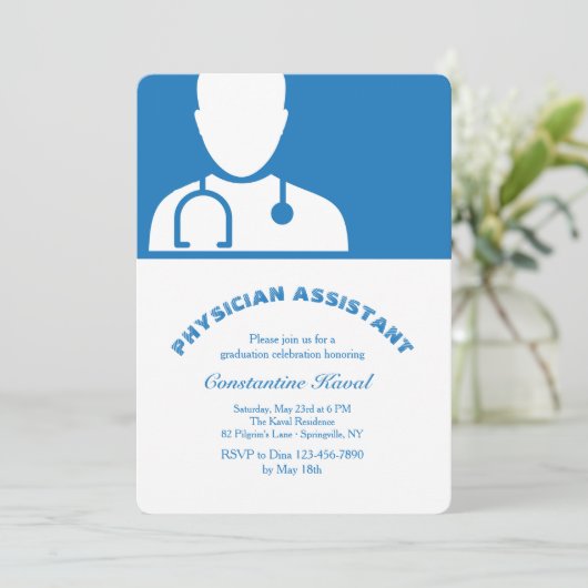 Health Provider Silhouette Afstuderen Uitnodiging (Staand voorkant)