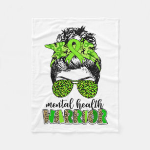 Health Warrior Messy Bun Geestelijke gezondheidspr Fleece Deken