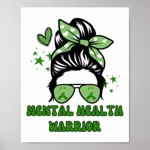 Health Warrior Messy Bun Groovy Leopard Groene Rib Poster