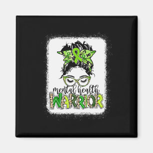 Health Warrior Messy Bun Mental Health Problemen Magneet