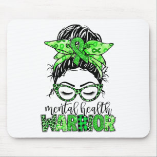 Health Warrior Messy Bun Vrouw Neurodiversiteit Em Muismat