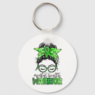 Health Warrior Messy Bun Vrouw Neurodiversiteit Em Sleutelhanger