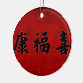 Health Wealth and Harmony Blessing in het Chinees Keramisch Ornament (Links)