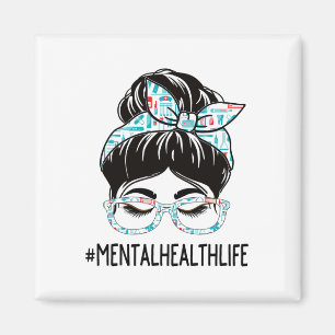 Health Week Appreciation Day Vrouwen Messy Bun voo Magneet