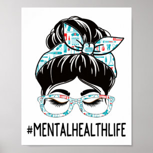 Health Week Appreciation Day Vrouwen Messy Bun voo Poster