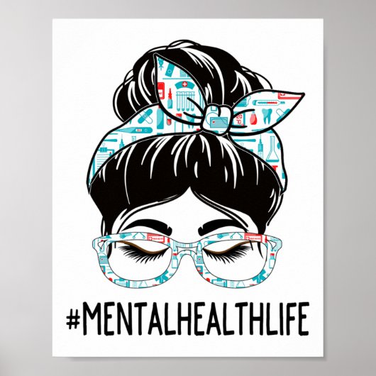 Health Week Appreciation Day Vrouwen Messy Bun voo Poster (Voorkant)