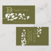 Health Wellness White Silvery Ginkgo Tree Monogram Visitekaartje (Voorkant / Achterkant)