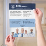 Healthcare Clinic Doctor Custom Logo Navy Blue  Flyer<br><div class="desc">Custom Healthcare Clinic Flyer – Editable Medical Marketing Template. Promote your clinic, medical practice, or wellness services with this professionally designed flyer template. Perfect for doctors, healthcare providers, and private practices, this flyer includes space for your logo, photo, custom text, and social media icons—making it easy to share your contact...</div>