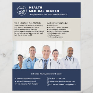 Healthcare Clinic Doctor Custom Logo Photo QR Flyer