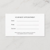 Healthcare Clinic Doctor Navy Blue Professional  Afsprakenkaartje (Achterkant)