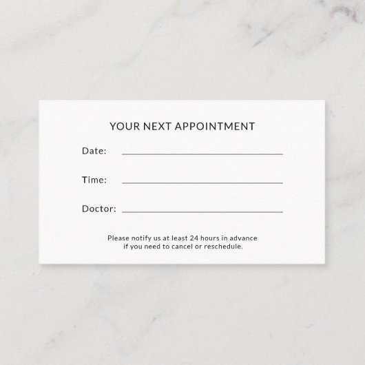 Healthcare Clinic Doctor Navy Blue Professional  Afsprakenkaartje (Achterkant)