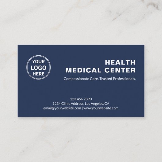 Healthcare Clinic Doctor Navy Blue Professional  Afsprakenkaartje (Voorkant)